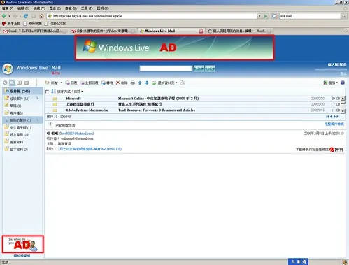 Windows Live Mail AD Area