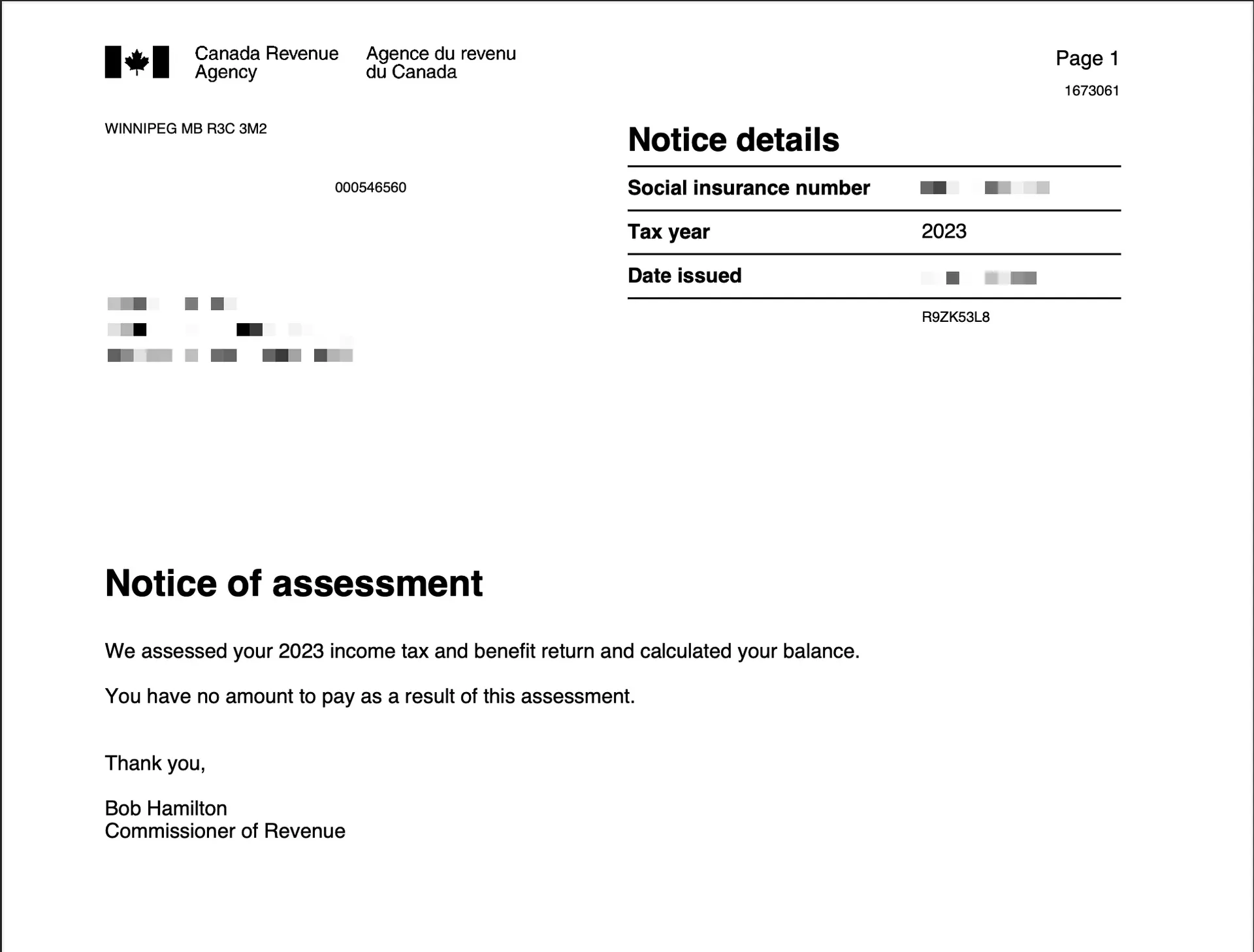 報稅證明 NOA Notice of assessment