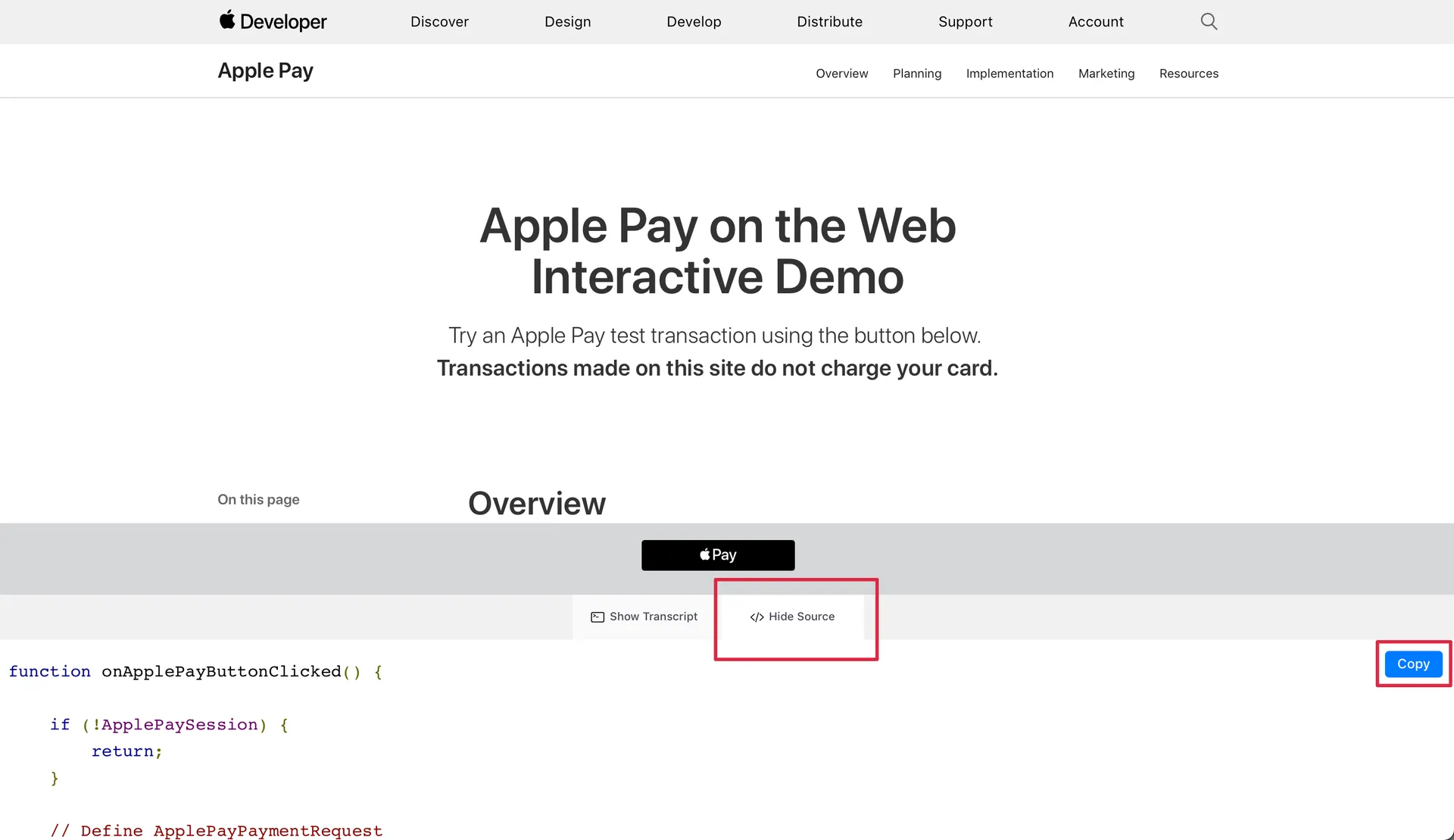 Apple Pay 範例網頁程式碼